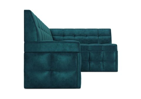 Кухонный угловой диван дельфин Атлантис вельвет сине-зеленый